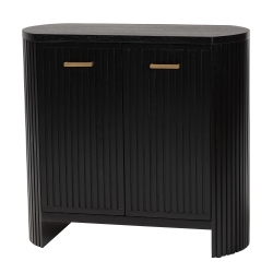 bali & pari Keshet Fluted Wood Storage Cabinet - 2-Door Accent Cabinet with Vertical Slat Panels and Metal Door Pulls for Living Room or Entryway